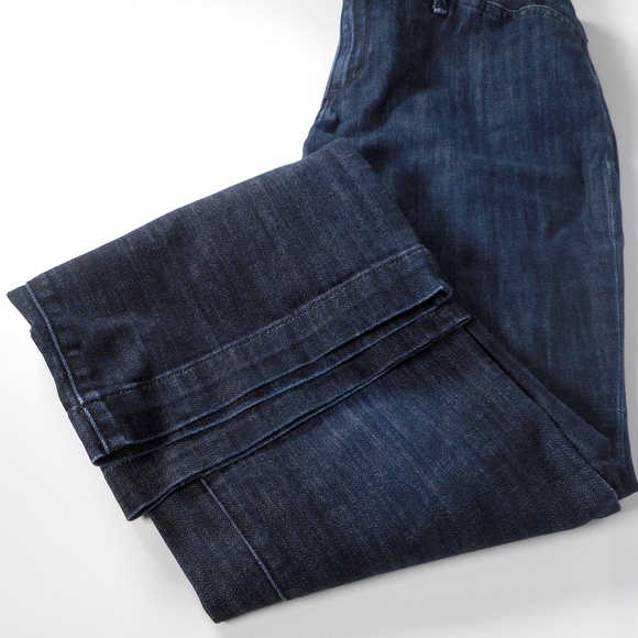 Eddie Bauer Womens Sz 8 Curvy Denim Jean Trouser Dark Wash Low Rise Tab-Front - Picture 6 of 7